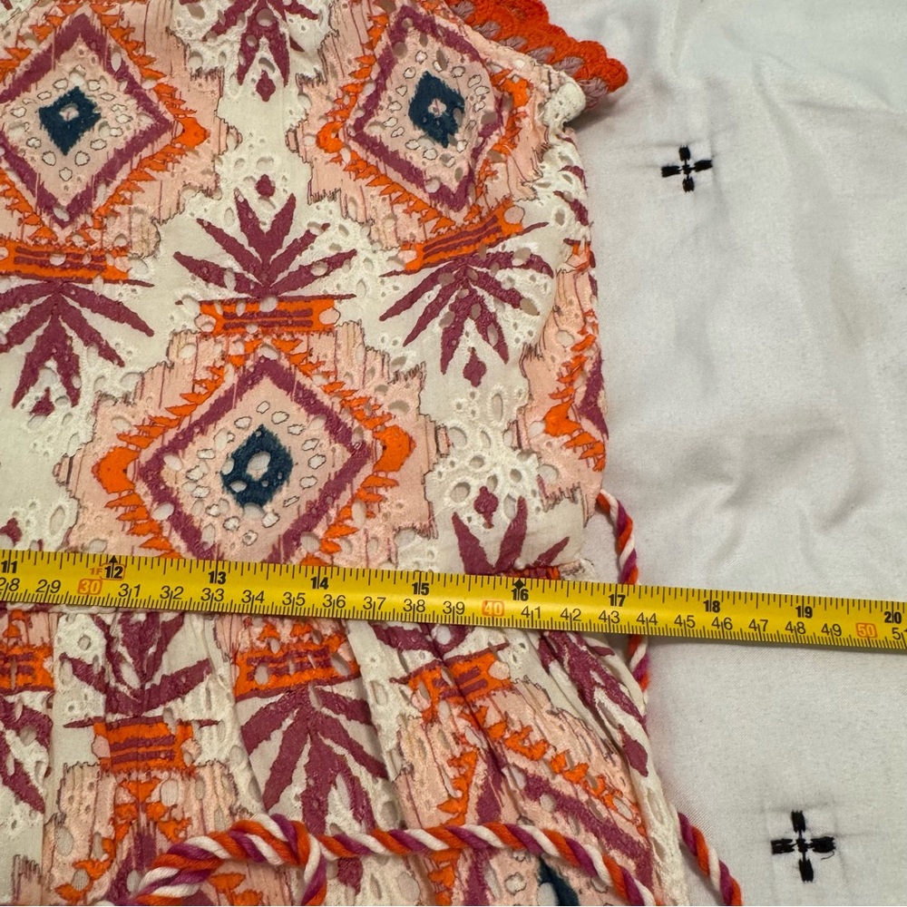 Sundance NWT Annetta Eyelet Tank Sleeveless Dress Orange Multi Colored Lined Sm - Picture 12 of 13